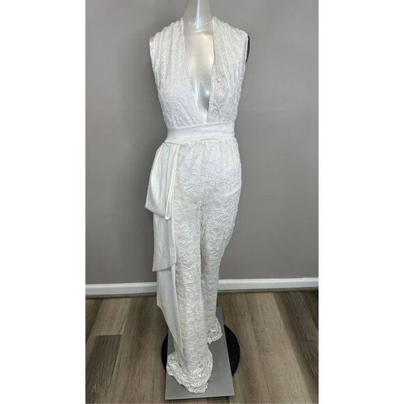 Michael Costello Collection Lilly Sleeveless Lace Jumpsuit Size US2 $980 - Picture 4 of 11